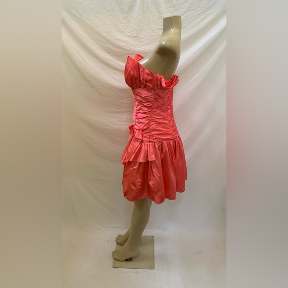 VTG LA Glo Size 11/12 Pink Strapless Glam Dress With Bow - Picture 8 of 10